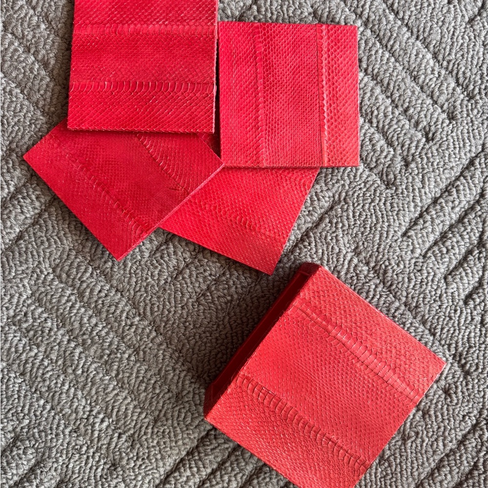 Red Textured Coasters Set